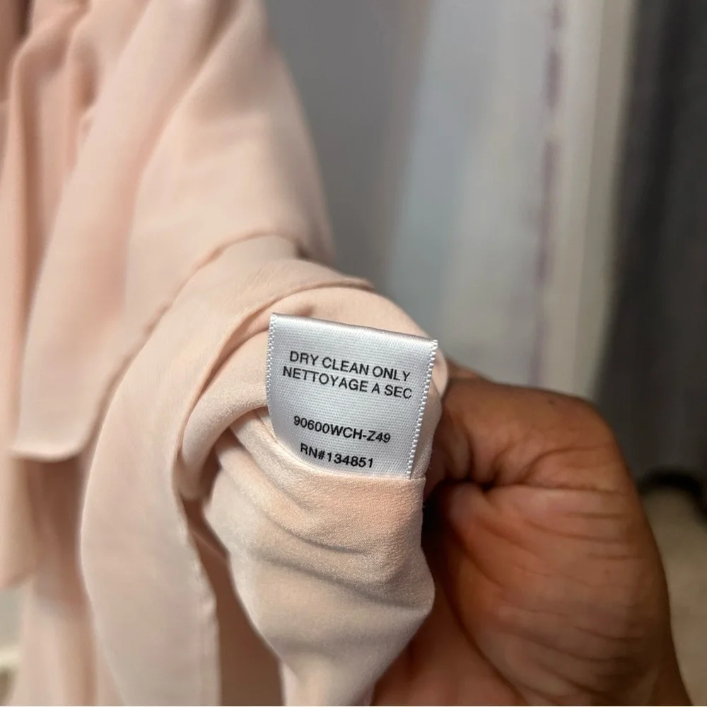 WAYF Women’s Formal Chiffon Wedding Prom Dress Medium Blush Pink Tiered Ruffle - Picture 11 of 12